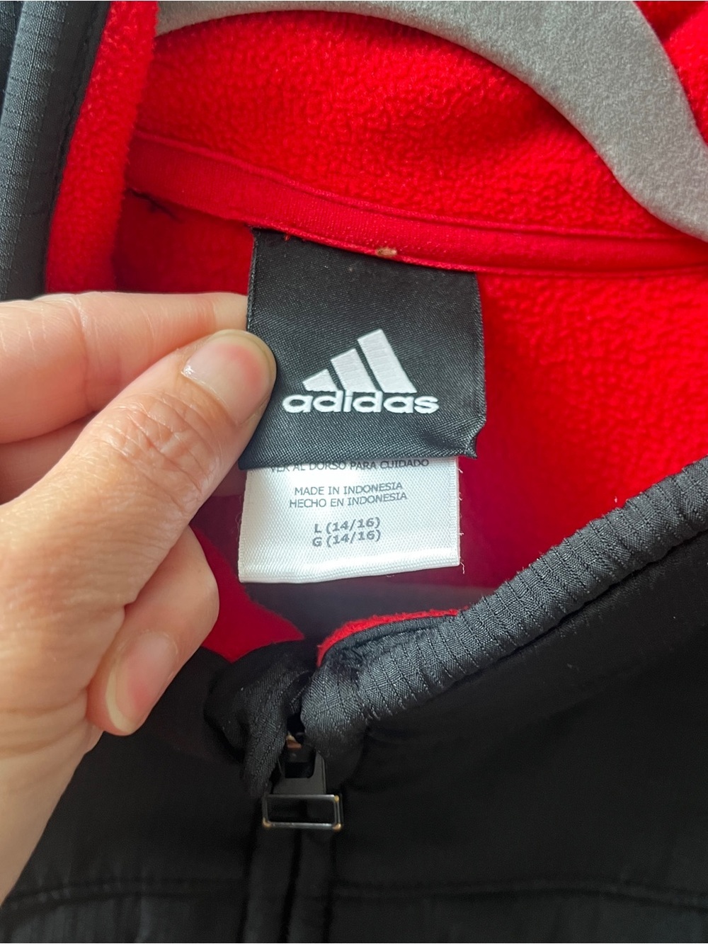 Adidas Boys Black & Red Full-Zip Fleece Tricot Track Jacket 14 - Picture 3 of 8